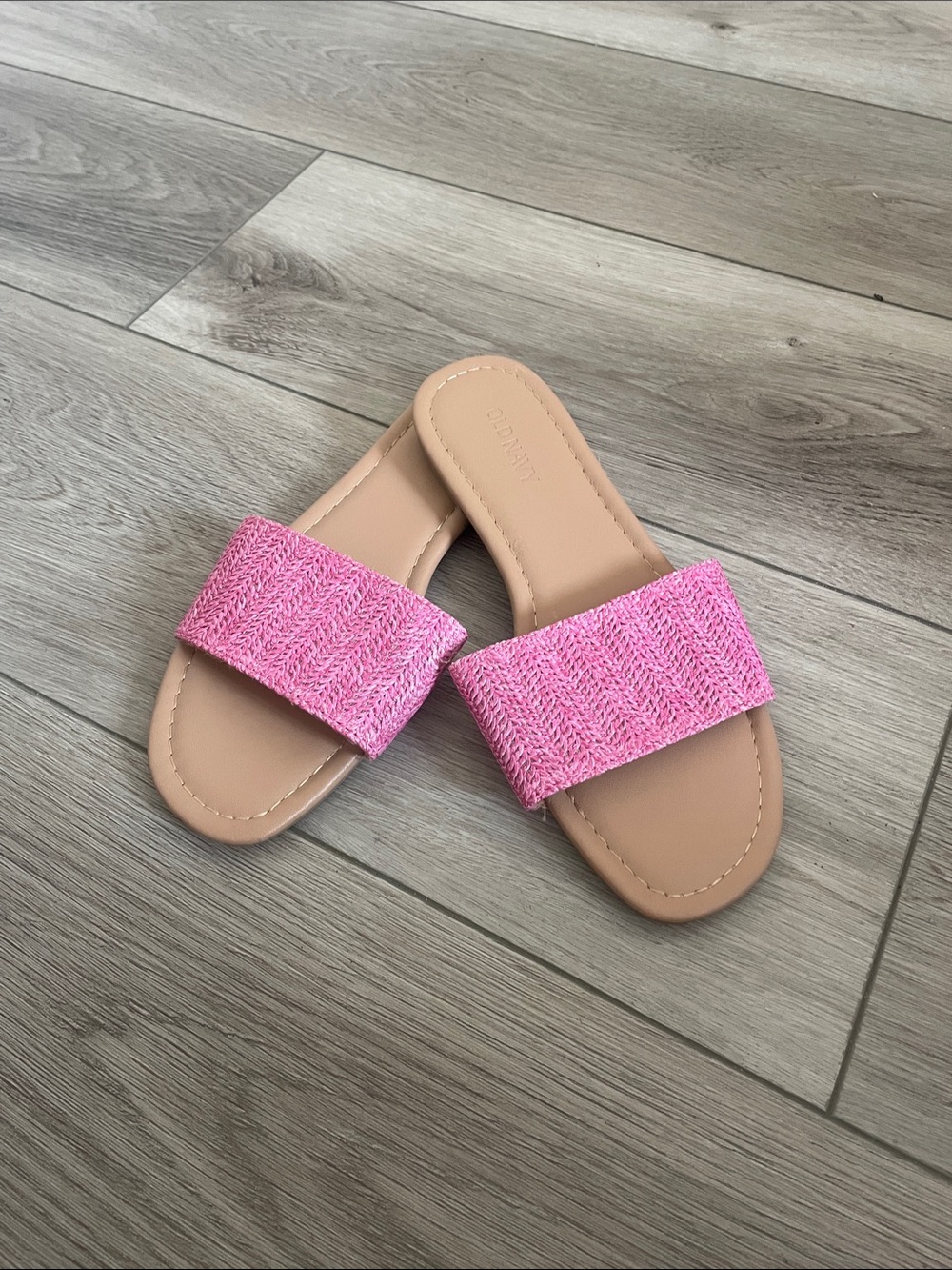 Old Navy Pink Slide Sandals with Woven Strap
